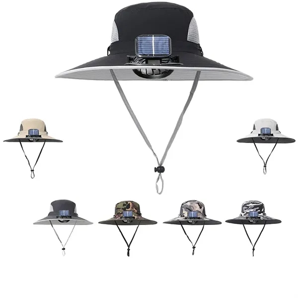 Wide Brim Solar Fan Outdoor Fishing Hat - Wide Brim Solar Fan Outdoor Fishing Hat - Image 1 of 1