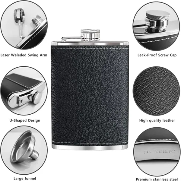 Stylish And Elegant Stainless Steel Hip Flask Gift Set - Stylish And Elegant Stainless Steel Hip Flask Gift Set - Image 1 of 5