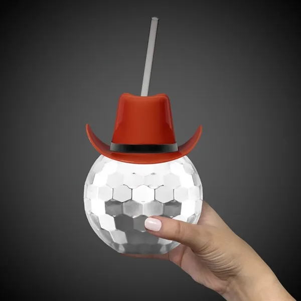 Disco Ball Cup Silver w/Straw/Hat(option)(Imprintable) - Disco Ball Cup Silver w/Straw/Hat(option)(Imprintable) - Image 3 of 11