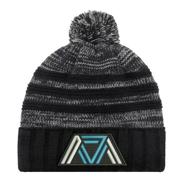 Marl Stripe Jersey Knit Cuff Toque with Pompom - Marl Stripe Jersey Knit Cuff Toque with Pompom - Image 0 of 5