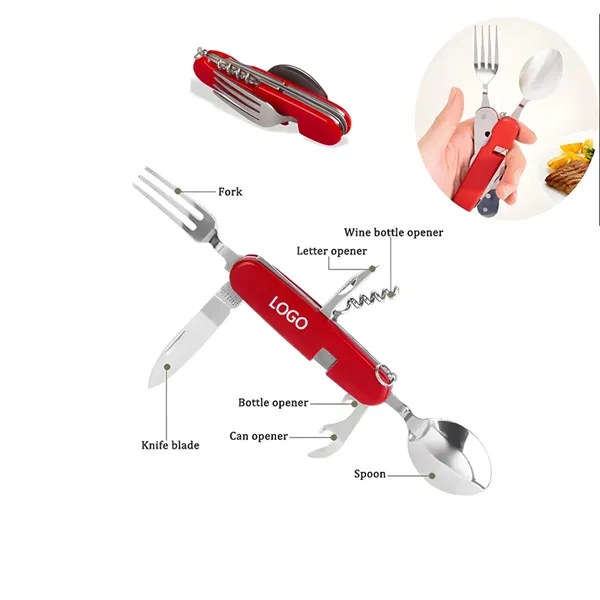 6-in-1 Detachable Camping Flatware Set With Openner & Blade - 6-in-1 Detachable Camping Flatware Set With Openner & Blade - Image 0 of 3