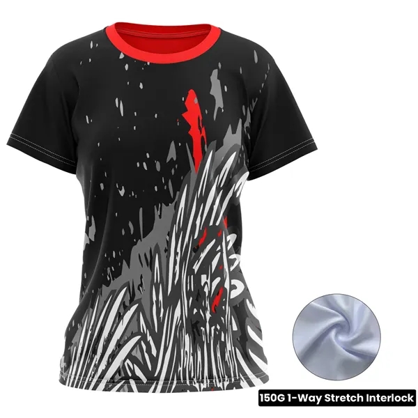 Women's Full Sublimation Short Sleeve T-Shirt - 1-Way Stretc - Women's Full Sublimation Short Sleeve T-Shirt - 1-Way Stretc - Image 0 of 0