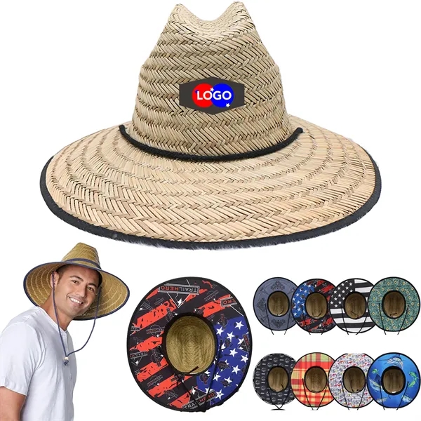 Adjustable Sublimated Wide Brim Cowboy Straw Hats - Adjustable Sublimated Wide Brim Cowboy Straw Hats - Image 0 of 1