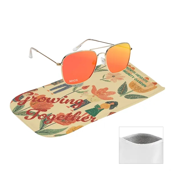 Custom Aviator Sunglasses With rPET Microfiber Sunglass Pouch