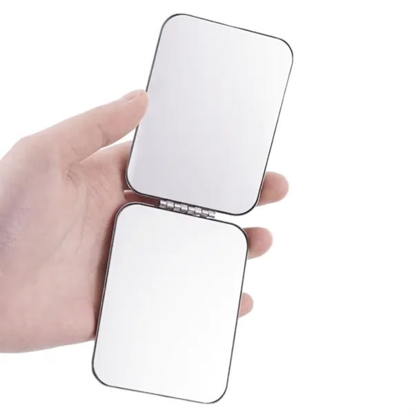 Rectangle Stainless Steel Foldable Compact Makeup Mirror - Rectangle Stainless Steel Foldable Compact Makeup Mirror - Image 3 of 3