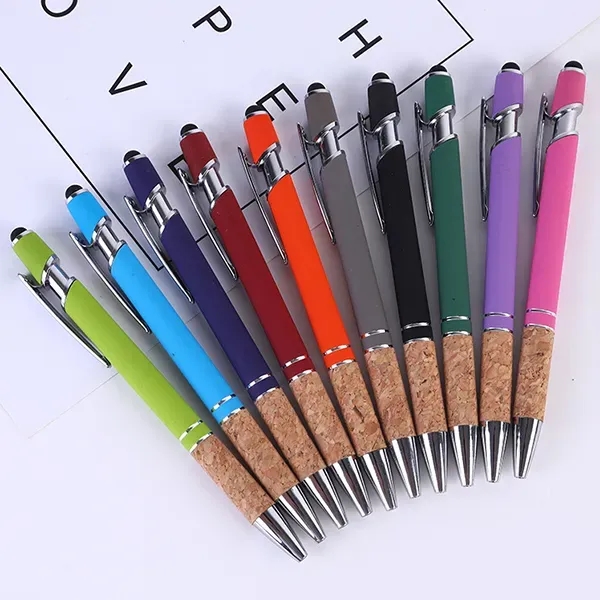 Metal Soft Touch Stylus Pen With Cork Grip - Metal Soft Touch Stylus Pen With Cork Grip - Image 0 of 10