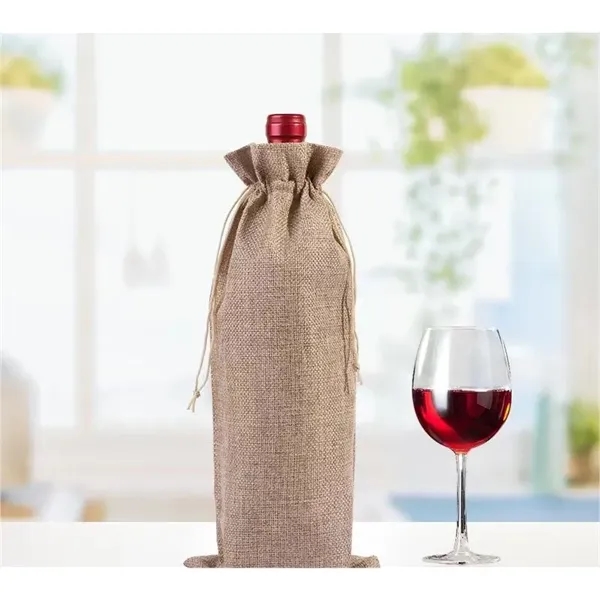 Burlap Wine Gift Bags with Drawstring - Burlap Wine Gift Bags with Drawstring - Image 1 of 5