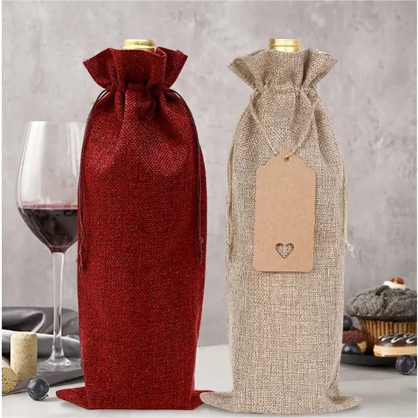 Burlap Wine Gift Bags with Drawstring - Burlap Wine Gift Bags with Drawstring - Image 2 of 5