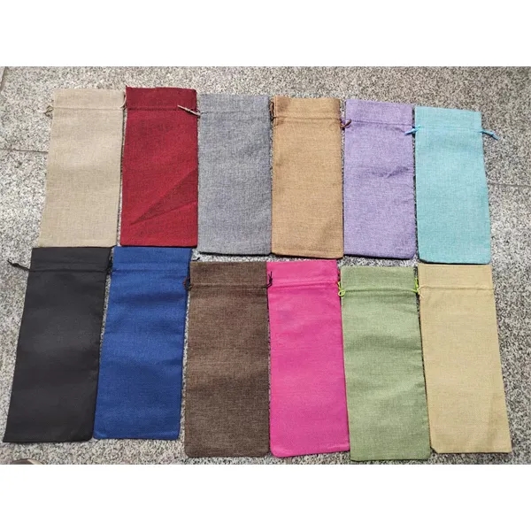 Burlap Wine Gift Bags with Drawstring - Burlap Wine Gift Bags with Drawstring - Image 5 of 5