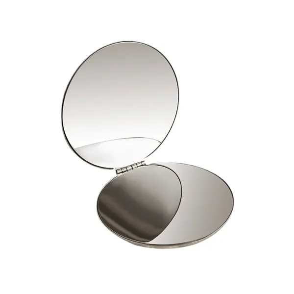 Round Stainless Steel Foldable Compact Makeup Mirror - Round Stainless Steel Foldable Compact Makeup Mirror - Image 0 of 2