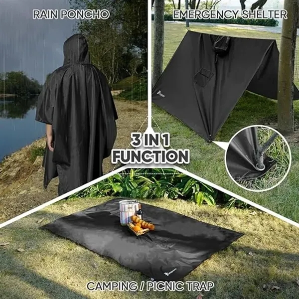 3 in 1 Hooded Rain Poncho for Adult with Pocket - 3 in 1 Hooded Rain Poncho for Adult with Pocket - Image 4 of 5