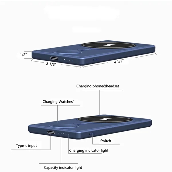 3 in 1 10000mAh Ultrathin Wireless Power Bank w/ Magnet - 3 in 1 10000mAh Ultrathin Wireless Power Bank w/ Magnet - Image 1 of 3