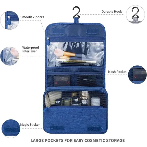 Multi Toiletry Polyester Hanging Cosmetic Bag Dry Wet - Multi Toiletry Polyester Hanging Cosmetic Bag Dry Wet - Image 2 of 3