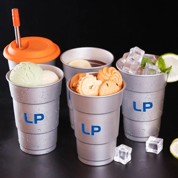 MOQ 100 pcs 16 Oz Stadium Aluminum Cup - MOQ 100 pcs 16 Oz Stadium Aluminum Cup - Image 1 of 4