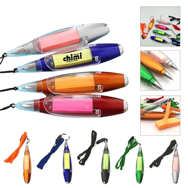 Multi functional Ball Point Pen with Sticky Notes/Flashlight - Multi functional Ball Point Pen with Sticky Notes/Flashlight - Image 0 of 4