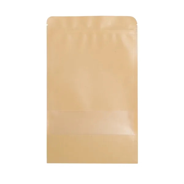 White Kraft Zipper Paper Bag W/ Frosted Window - White Kraft Zipper Paper Bag W/ Frosted Window - Image 1 of 1