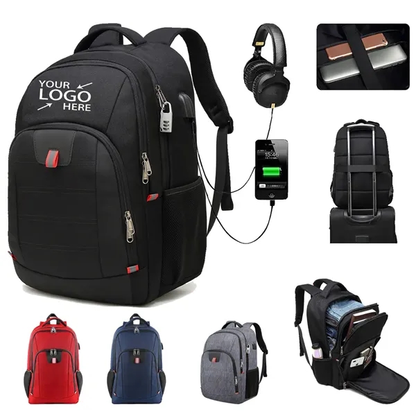 16 Inch Travel Laptop Anti-Theft Backpack with Password Lock - 16 Inch Travel Laptop Anti-Theft Backpack with Password Lock - Image 0 of 8