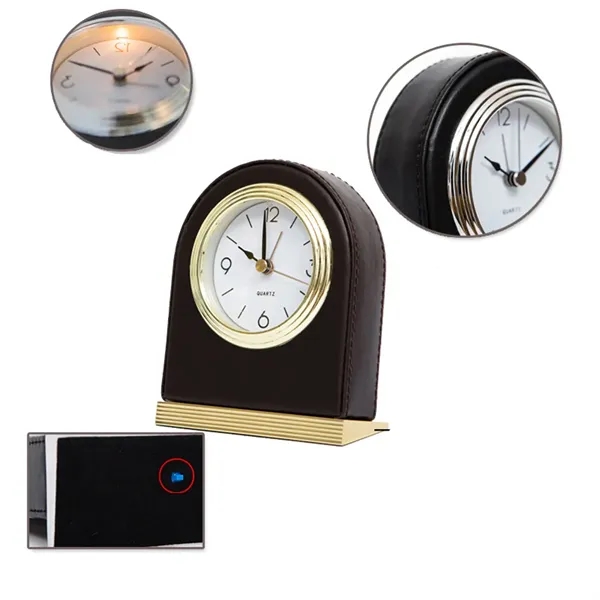 Leather High-end Hotel Living Room Personalized Desk Clock - Leather High-end Hotel Living Room Personalized Desk Clock - Image 2 of 4