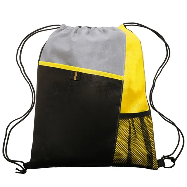 210D Polyester Mesh Pocket Drawstring Backpack - 210D Polyester Mesh Pocket Drawstring Backpack - Image 4 of 7