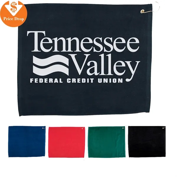 Custom 15" X 18" Hemmed Golf Towel With Grommet And Hook