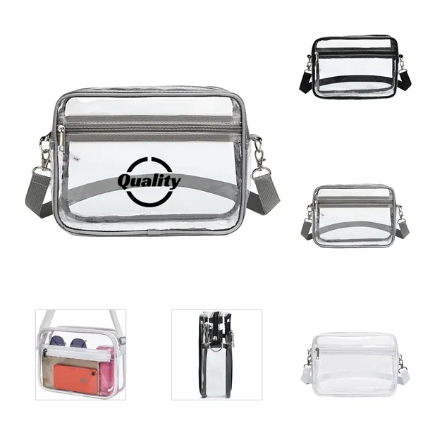 Clear Crossbody Bag With Widen Front Pocket - Clear Crossbody Bag With Widen Front Pocket - Image 0 of 0