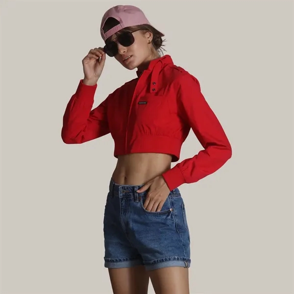 Women's Cropped Racer Jacket - Women's Cropped Racer Jacket - Image 21 of 27