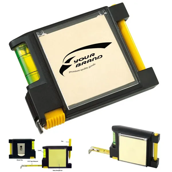 Steel Tape Measure with Spirit Level Note Memo Pad And Pen - Steel Tape Measure with Spirit Level Note Memo Pad And Pen - Image 0 of 6