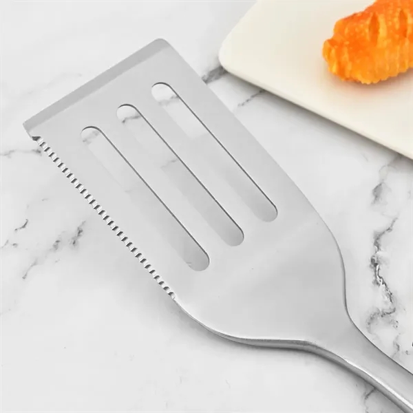3-Piece BBQ Grilling Tool Set Stainless Steel Tongs Spatula - 3-Piece BBQ Grilling Tool Set Stainless Steel Tongs Spatula - Image 3 of 7
