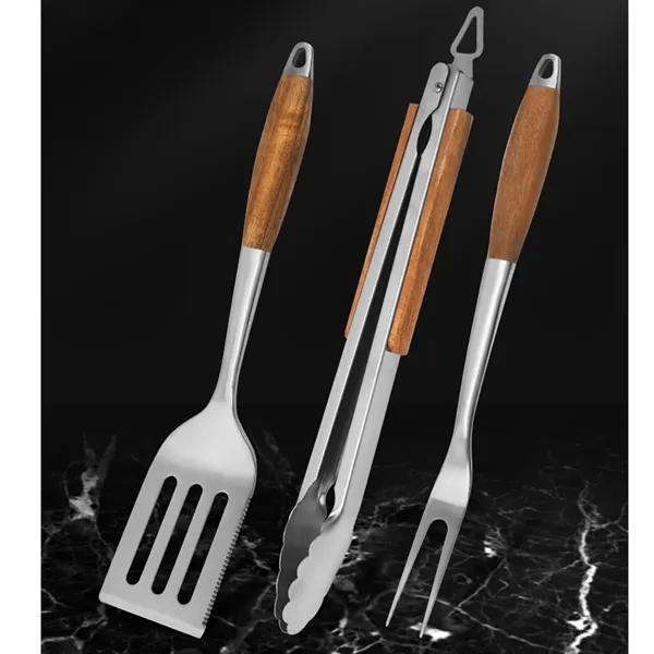 3-Piece BBQ Grilling Tool Set Stainless Steel Tongs Spatula - 3-Piece BBQ Grilling Tool Set Stainless Steel Tongs Spatula - Image 4 of 7
