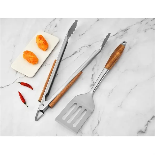 3-Piece BBQ Grilling Tool Set Stainless Steel Tongs Spatula - 3-Piece BBQ Grilling Tool Set Stainless Steel Tongs Spatula - Image 7 of 7