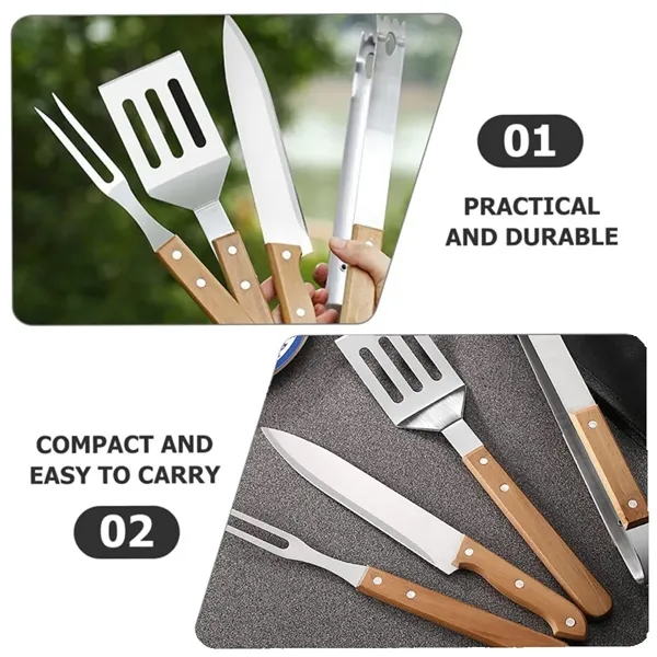 Stainless Steel BBQ Tools Wood handle Camp Carrying Bag Set - Stainless Steel BBQ Tools Wood handle Camp Carrying Bag Set - Image 5 of 7