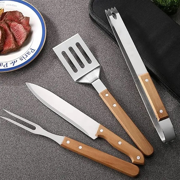 Stainless Steel BBQ Tools Wood handle Camp Carrying Bag Set - Stainless Steel BBQ Tools Wood handle Camp Carrying Bag Set - Image 7 of 7