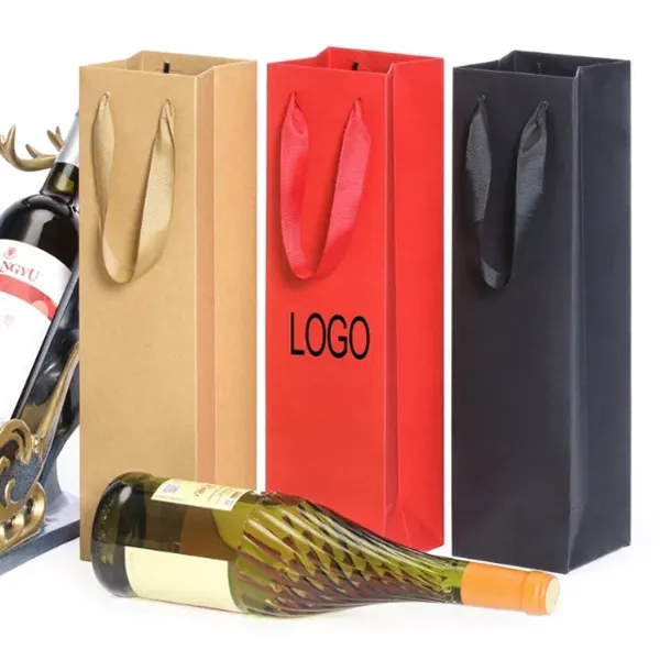 Elegant Single Kraft Red Wine Carrier Bag - Elegant Single Kraft Red Wine Carrier Bag - Image 0 of 7