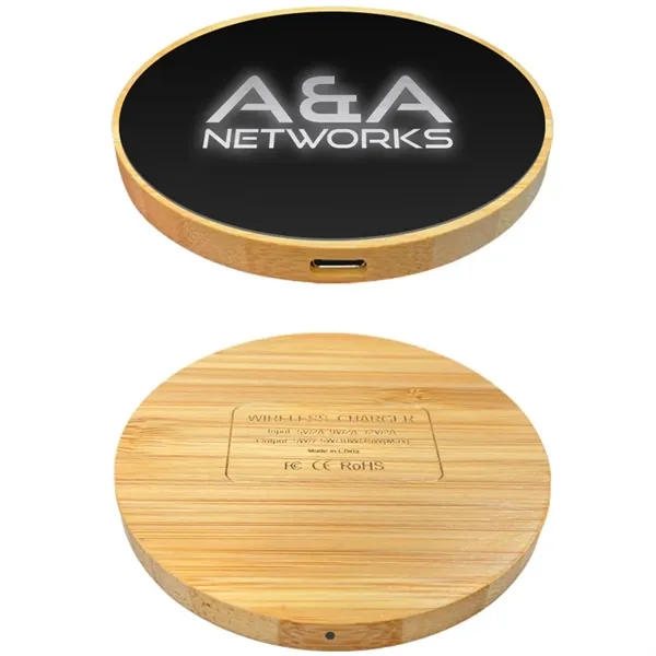 10W Wireless Bamboo Charging Pad - 10W Wireless Bamboo Charging Pad - Image 0 of 2
