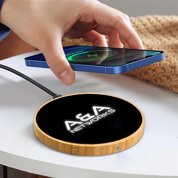 10W Wireless Bamboo Charging Pad - 10W Wireless Bamboo Charging Pad - Image 2 of 2