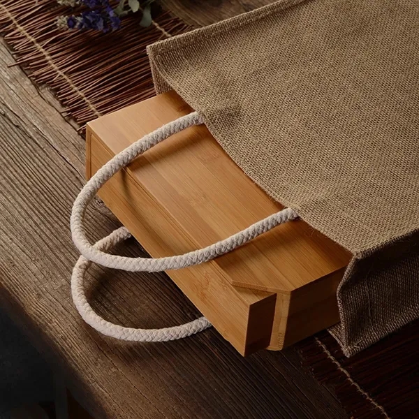 Natural Two Tone Jute Tote Bag - Natural Two Tone Jute Tote Bag - Image 1 of 3