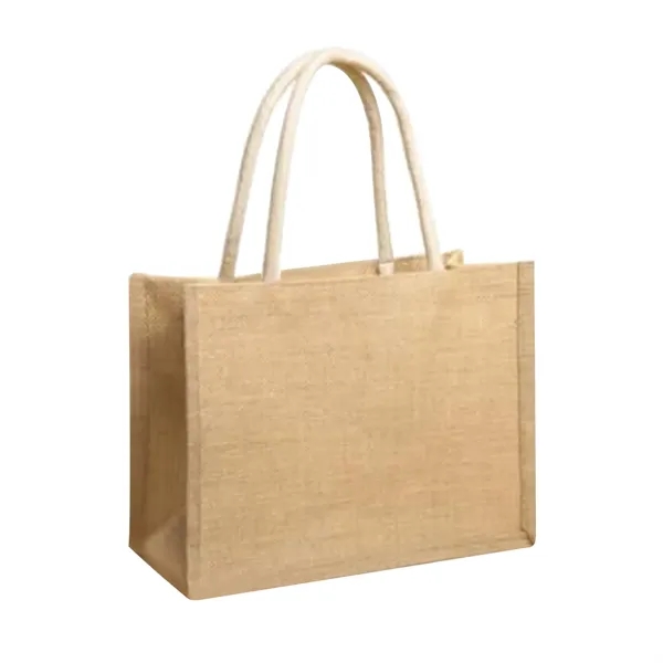 Natural Two Tone Jute Tote Bag - Natural Two Tone Jute Tote Bag - Image 2 of 3