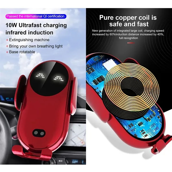 10W Fast Wireless Charger Smart Infrared Car Mobile Holder - 10W Fast Wireless Charger Smart Infrared Car Mobile Holder - Image 6 of 8