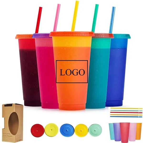 Color Changing Cups with Lids Straws 710ML - Color Changing Cups with Lids Straws 710ML - Image 0 of 6