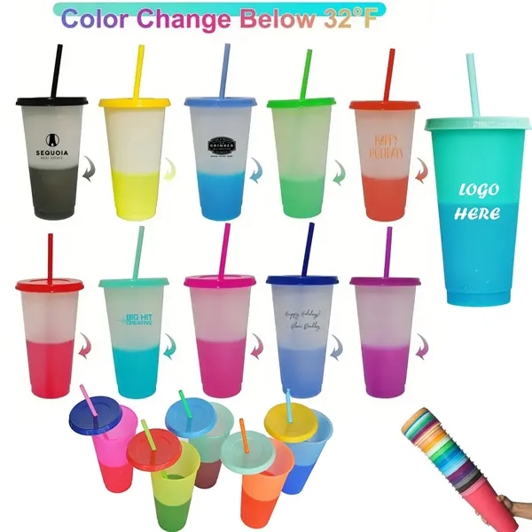 Color Changing Cups with Lids Straws 710ML - Color Changing Cups with Lids Straws 710ML - Image 1 of 6