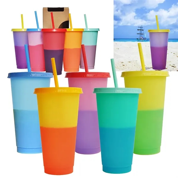 Color Changing Cups with Lids Straws 710ML - Color Changing Cups with Lids Straws 710ML - Image 2 of 6