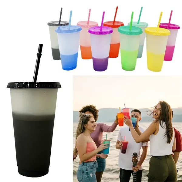 Color Changing Cups with Lids Straws 710ML - Color Changing Cups with Lids Straws 710ML - Image 6 of 6