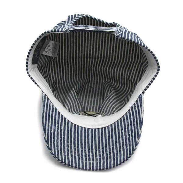 Adult Stripe Cotton Railroad Engineer's Cap Snapback - Adult Stripe Cotton Railroad Engineer's Cap Snapback - Image 4 of 4