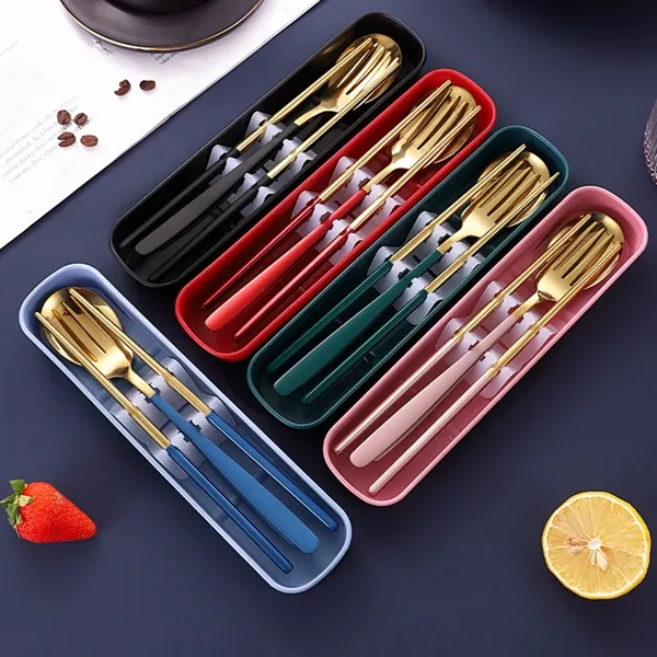 Compact Stainless Steel 3-Piece Camp Cutlery Set - Compact Stainless Steel 3-Piece Camp Cutlery Set - Image 1 of 1