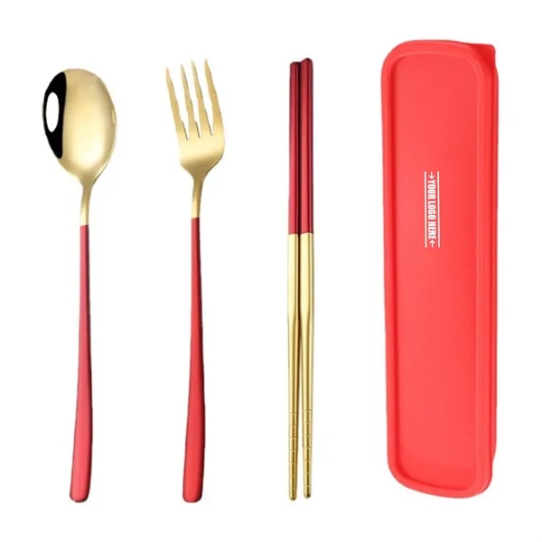 Compact Stainless Steel 3-Piece Camp Cutlery Set - Compact Stainless Steel 3-Piece Camp Cutlery Set - Image 0 of 1