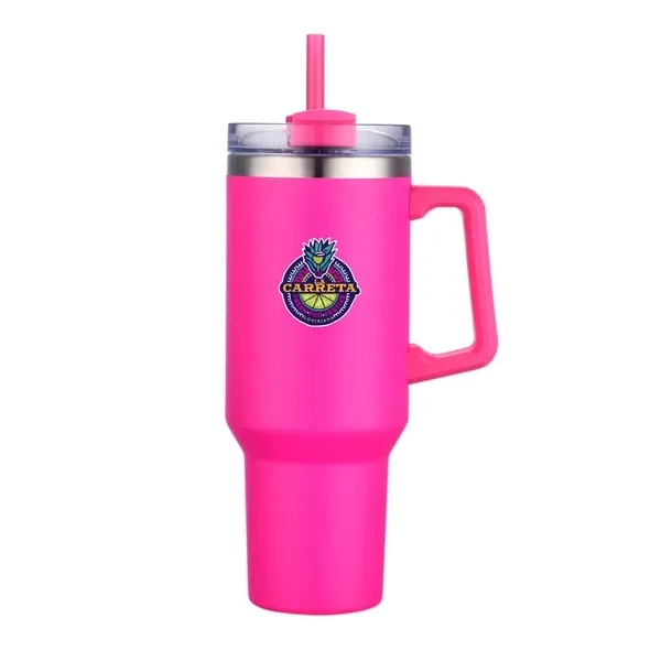 40 Oz. Stainless Steel Travel Mug with Handle and Straw - 40 Oz. Stainless Steel Travel Mug with Handle and Straw - Image 11 of 12