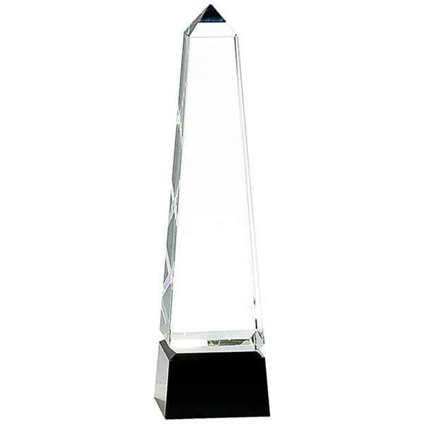 Obelisk Crystal on Black Pedestal Base Custom Award - Obelisk Crystal on Black Pedestal Base Custom Award - Image 1 of 1