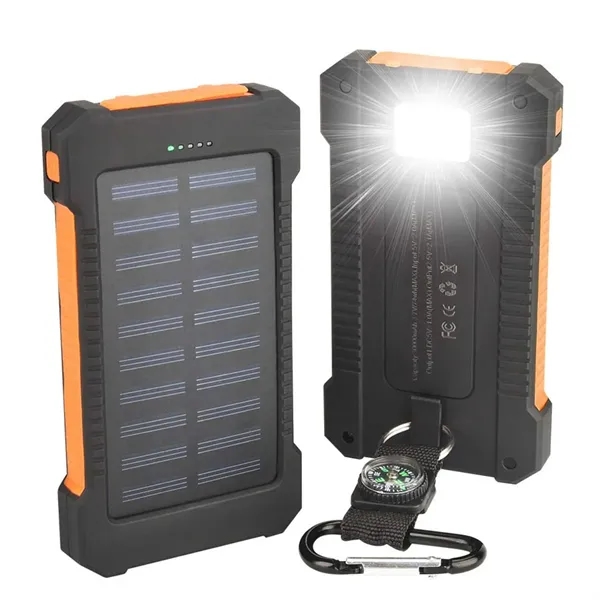 10,000-mAh Solar Power Bank W/ Flashlight compass Carabiner - 10,000-mAh Solar Power Bank W/ Flashlight compass Carabiner - Image 3 of 12