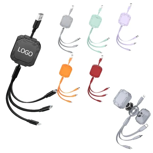 3-in-1 High Speed Retractable USB Mobile Charging Cable 47" - 3-in-1 High Speed Retractable USB Mobile Charging Cable 47" - Image 0 of 3