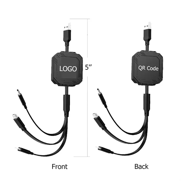 3-in-1 High Speed Retractable USB Mobile Charging Cable 47" - 3-in-1 High Speed Retractable USB Mobile Charging Cable 47" - Image 1 of 3